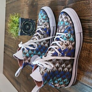 Converse All☆Star Missoni Unique Womens Crochet Blue Brown and White Sneakers.‎